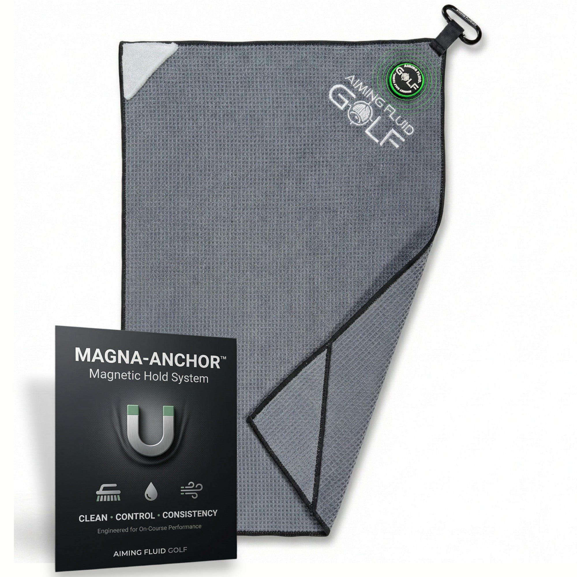 Magna-Anchor™ Magnetic Golf Towel – Stubby (16×24)