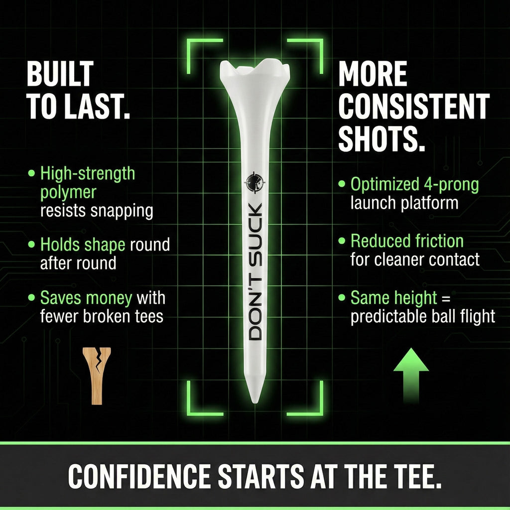 DON’T SUCK™ Golf Tees – PureFlight™ 4-Prong Design (50-Pack)
